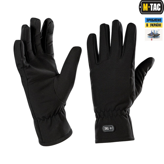 Зимові сенсорні тактичні рукавички M-Tac Soft Shell Black Розмір XL - зображення 1