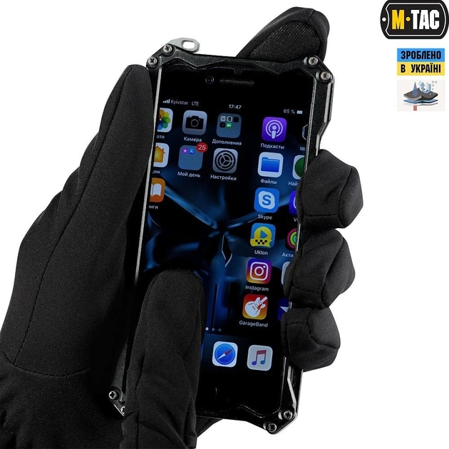 Зимові сенсорні тактичні рукавички M-Tac Soft Shell Black Розмір M - зображення 2