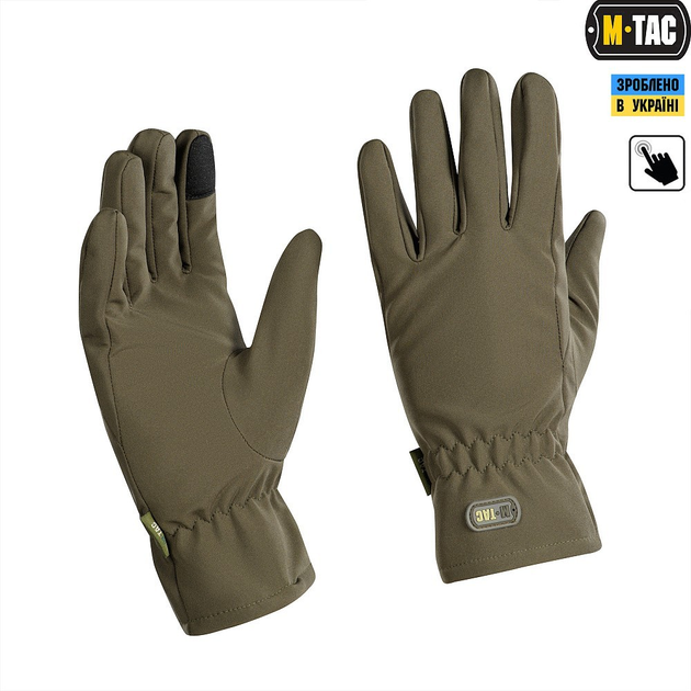 Зимние тактические перчатки сенсорные M-Tac Soft Shell Olive Размер L (90010001) - изображение 1