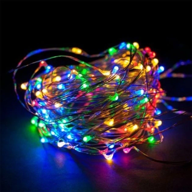 Светодиодная гирлянда нить капля росы 5 м 50 LED от батареек АА разноцветный - Фото 4 Светодиодная гирлянда нить капля росы 5 м 50 LED от батареек АА разноцветный - изображение 4