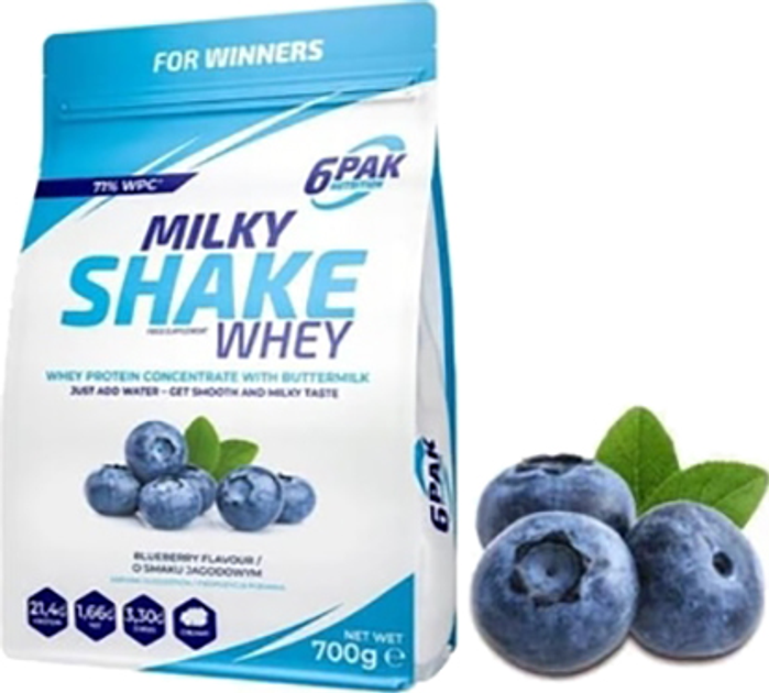 Protein 6PAK Nutrition Milky Shake Whey 700 g Blueberry (5902811802383) - obraz 1