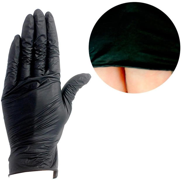 Перчатки нитриловые без талька Safe Touch Advanced Black размер M 100 шт (1187-TG_C) (0104308) - изображение 1