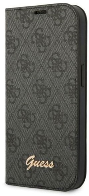 Etui z klapką Guess Book 4G Vintage Gold Logo do Apple iPhone 14 Black (3666339083168) - obraz 1