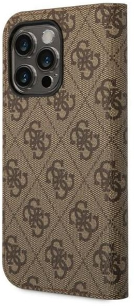 Etui z klapką Guess Book 4G Vintage Gold Logo do Apple iPhone 14 Pro Brown (3666339083229) - obraz 2