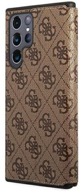 Etui z klapką Guess Book 4G Metal Gold Logo do Samsung Galaxy S22 Ultra Brown (3666339042769) - obraz 2