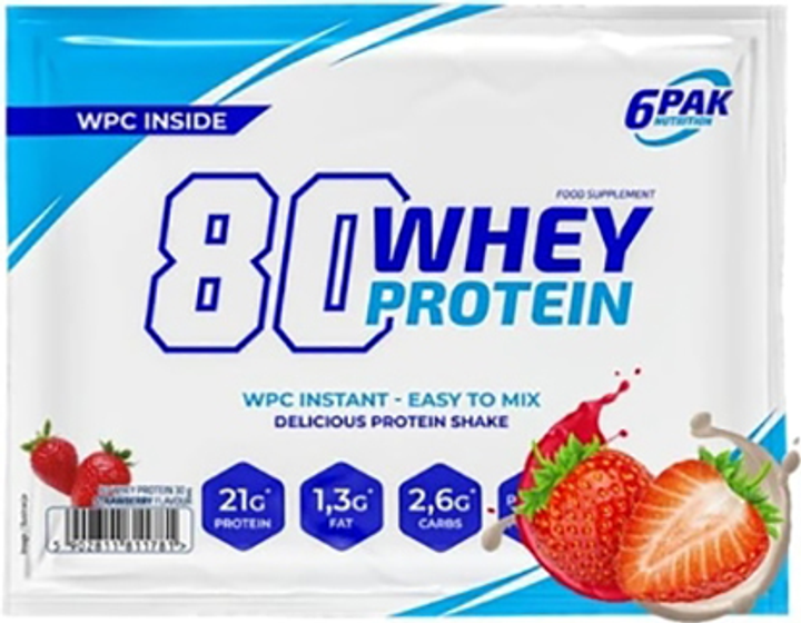 Protein 6PAK Nutrition 80 Białko Serwatkowe 30 g Truskawka (5902811811781) - obraz 1