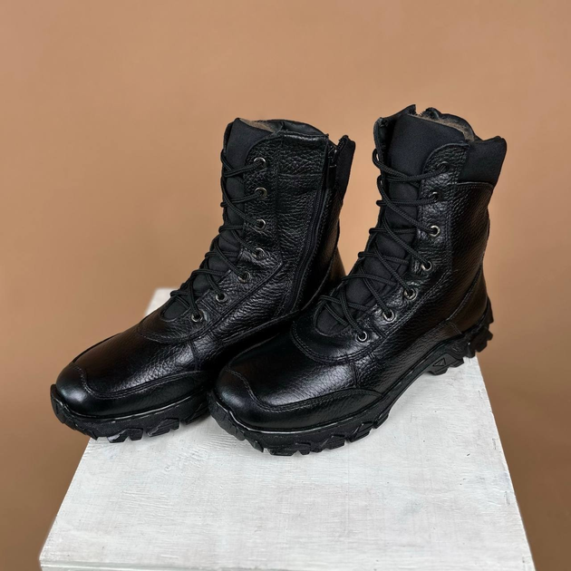 Тактичні чоловічі черевики Kindzer шкіряні натуральне хутро 47 чорні - зображення 2