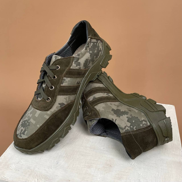 Тактические мужские кроссовки кожаные Kindzer 48 олива - изображение 2