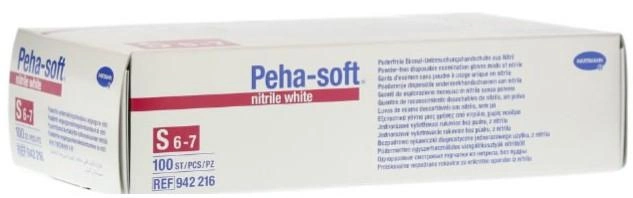Перчатки одноразовые Hartmann Peha-Soft Nitrile White Powder Free Small Size (4052199309569) - изображение 1