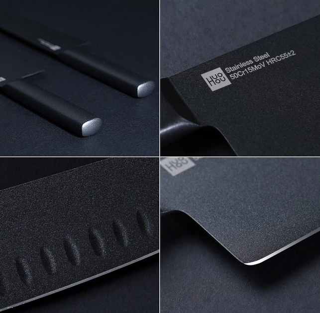 Набір ножів Xiaomi Huo Hou Black non-stick heat knife 2 psc. set - зображення 10