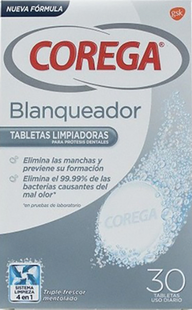 Tabletki do czyszczenia protez zębowych GSK Corega Blanqueador, Effervescent, 30 Units (8470002023093) - obraz 1