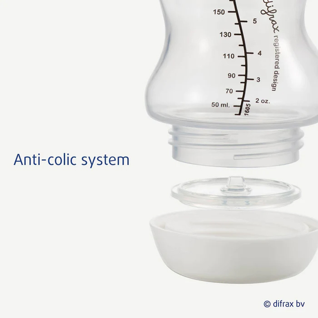 Скляна пляшечка Difrax S-bottle Wide Blue Антиколікова з силіконовою соскою Блакитна 310 мл (737FE Blue) - зображення 3
