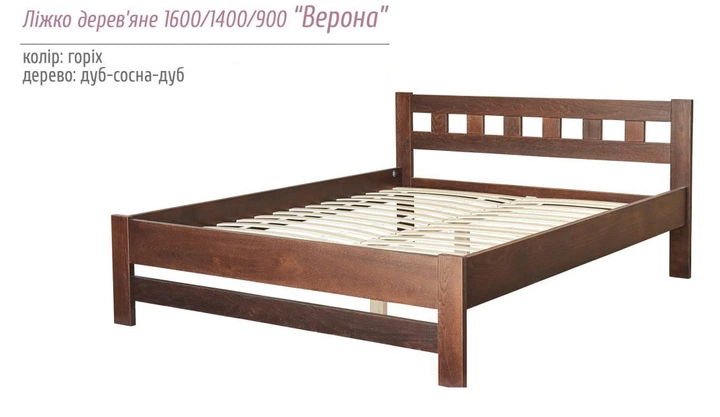 Ліжко з матрацом Pocket Spring "Делайт Софт" двоспальне дерев'яне в стилі модерн Меблі Сервіс "Верона" 160х200 см горіх темний матеріал Дуб-сосна-дуб - зображення 6