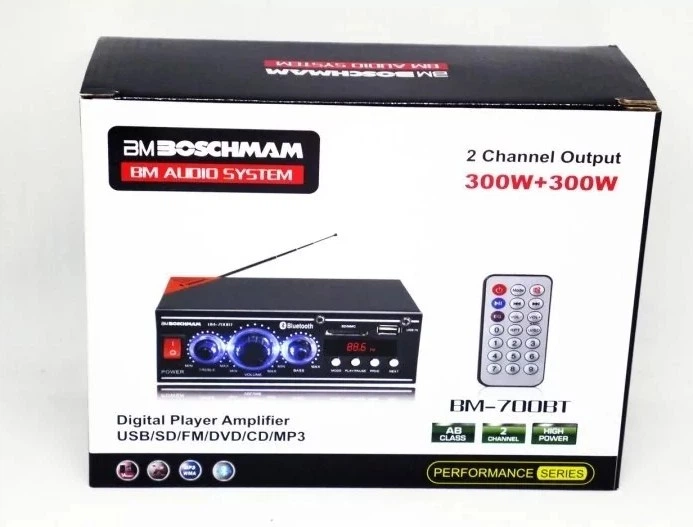 Усилитель звука 2х канальный Boschmann BM-7OOBT USB Блютуз Bluetooth 300W+300W FM AUX Audio - изображение 7