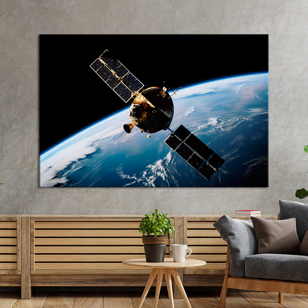 Картина космос картина в спальню офис Космический спутник 120x80 см ...