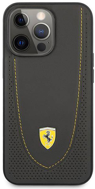 Панель Ferrari Leather Curved Line для Apple iPhone 13 Pro Чорний (3666339025496) - зображення 1