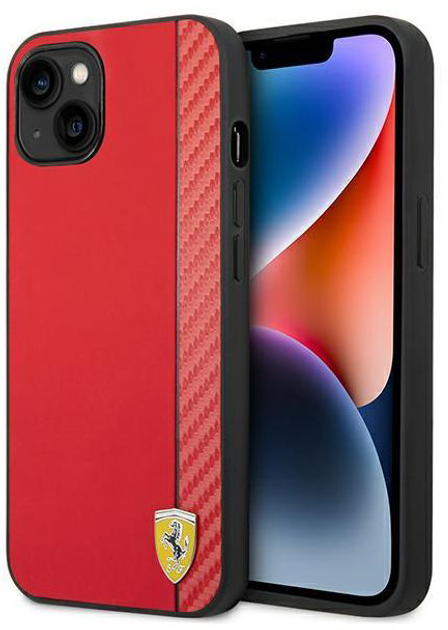 Etui plecki Ferrari On Track Stripe do Apple iPhone 14 Red (3666339063849) - obraz 1