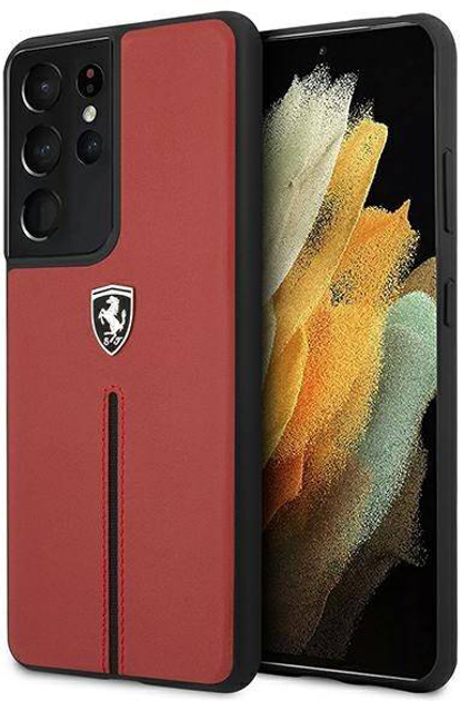 Панель Ferrari Off Track Leather Nylon Stripe для Samsung Galaxy S21 Ultra Червоний (3700740496206) - зображення 1