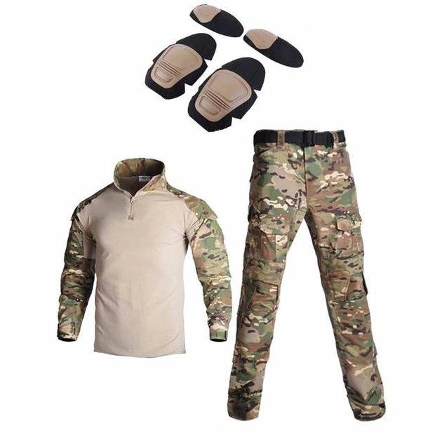 Тактическая военная форма костюм армейский мультикам с защитой (наколенники + налокотники), убакс UBACS MultiCam L (338561) - изображение 1