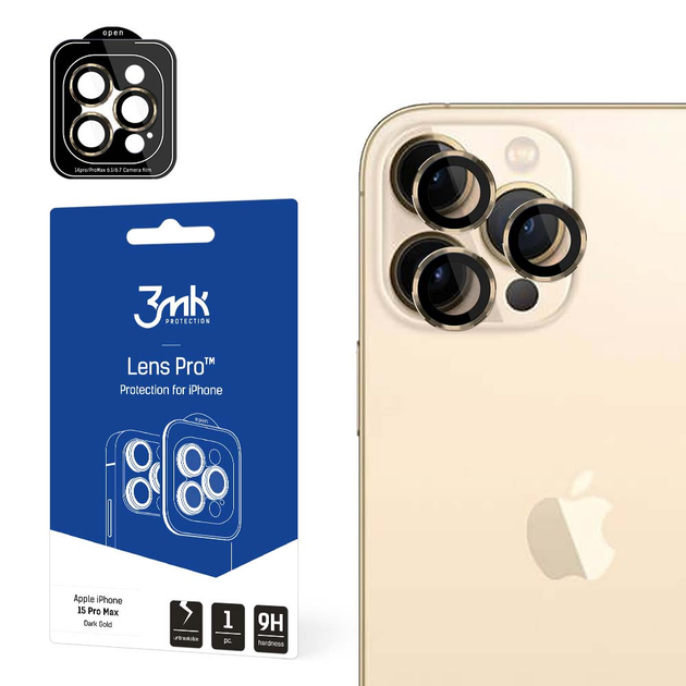 Szkło hartowane 3MK Lens Protection Pro na aparat iPhone 15 Pro Max z ramką montażową (5903108530033) - obraz 1