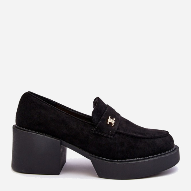 Loafersy damskie na obcasie Afnira 38 Czarne (5905677935301) - obraz 1