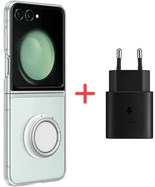 Панель Samsung Slim Strap Cover + зарядка TA800 для Galaxy Z Flip 5 Transparent (8806095209975) - зображення 1