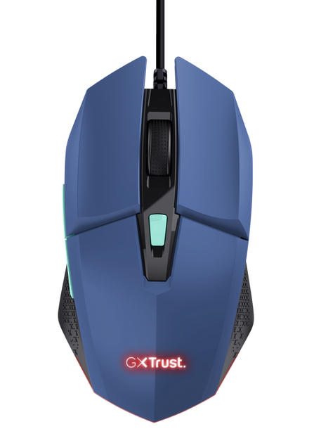 Мышь Trust GXT 109 FELOX, Blue, USB, оптическая, 200-6400 dpi, RGB подсветка, 6 программируемых кнопок, 1.5 м (25067) - изображение 2