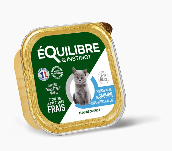Влажный корм для котят eQuilibre & Instinct мусс с лососем, морковью и ...