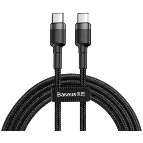Кабель Baseus Cafule Type-C to Type-C PD 2.0 60W (2m) Grey/Black (CATKLF-HG1) - Фото 1 Кабель Baseus Cafule Type-C to Type-C PD 2.0 60W (2m) Grey/Black (CATKLF-HG1) - изображение 1