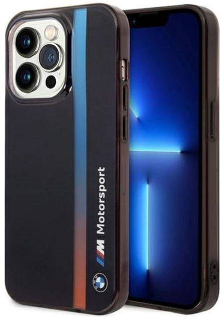 Панель BMW Tricolor Stripe для Apple iPhone 14 Pro Чорний (3666339067700) - зображення 1