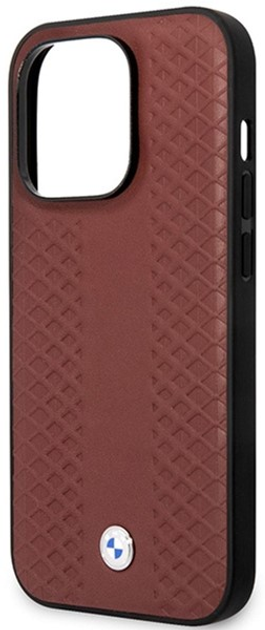 Панель BMW Leather Diamond Pattern MagSafe для Apple iPhone 14 Pro Бордовий (3666339088927) - зображення 3