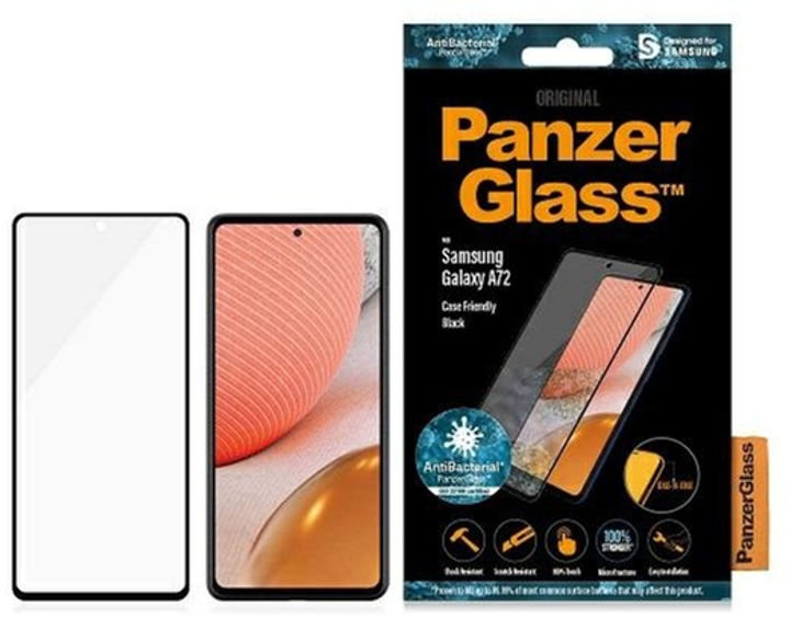 Szkło hartowane Panzer Glass E2E Microfracture do Samsung Galaxy A72 SM-A725 antybakteryjne (5711724872556) - obraz 1