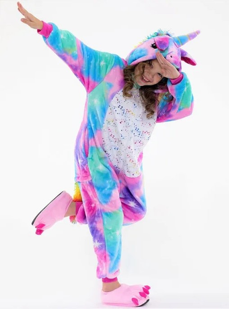 Пижама кигуруми Kigurumi Единорог Искорка для девочек Разноцветый на ...