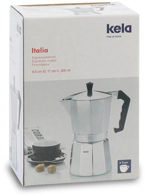 Кофеварка гейзерная Kela Italia 300 мл на 6 чашек Черная (10554) - Фото 9 Кофеварка гейзерная Kela Italia 300 мл на 6 чашек Черная (10554) - изображение 9