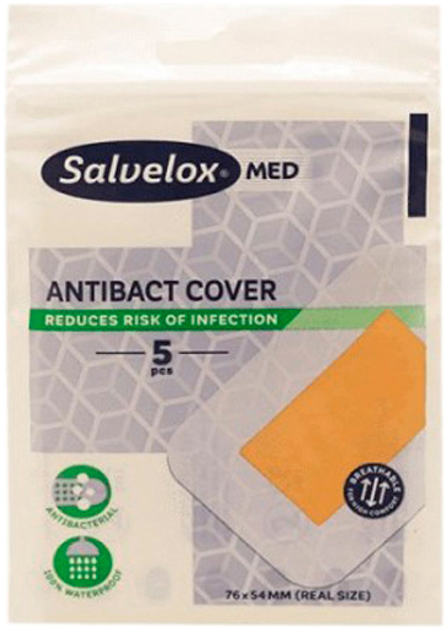 Пластири Salvelox Apos Maxi Cover Antibacterial 5 шт (7310806583656) - зображення 1