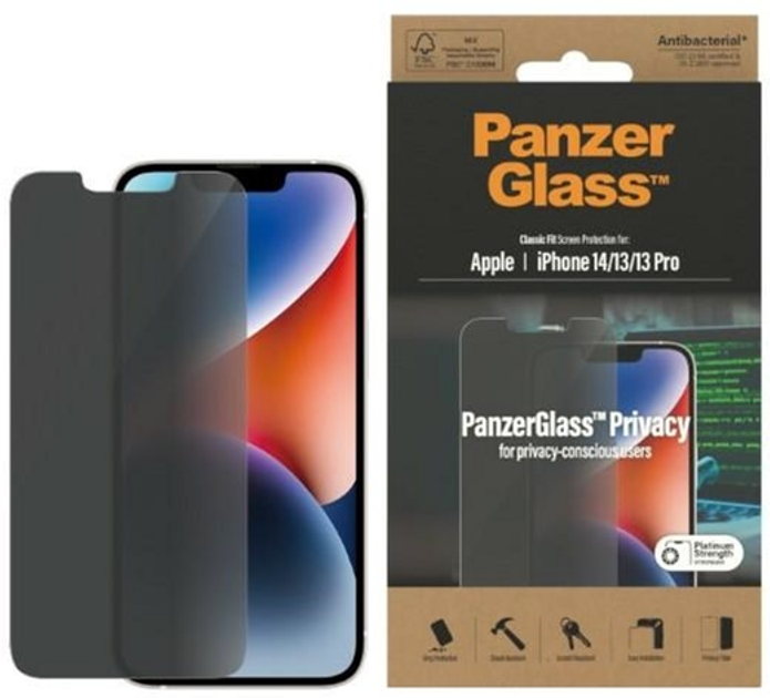 Szkło ochronne PanzerGlass Classic Fit do Apple iPhone 14 / 13 Pro / 13 6.1" antymikrobowe (5711724127670) - obraz 1