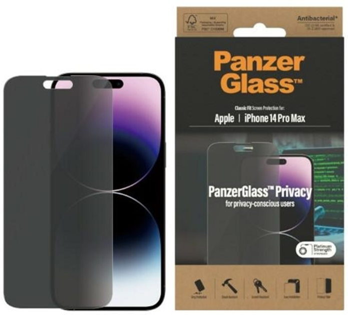Szkło ochronne PanzerGlass Classic Fit do Apple iPhone 14 Pro Max 6.7" antymikrobowe (5711724127700) - obraz 1