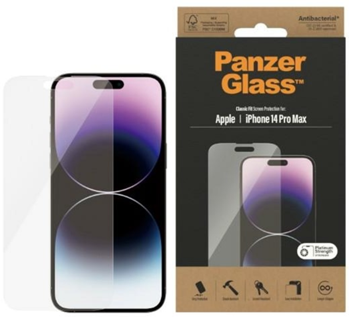 Szkło ochronne PanzerGlass Classic Fit do Apple iPhone 14 Pro Max 6.7" antymikrobowe (5711724027703) - obraz 1
