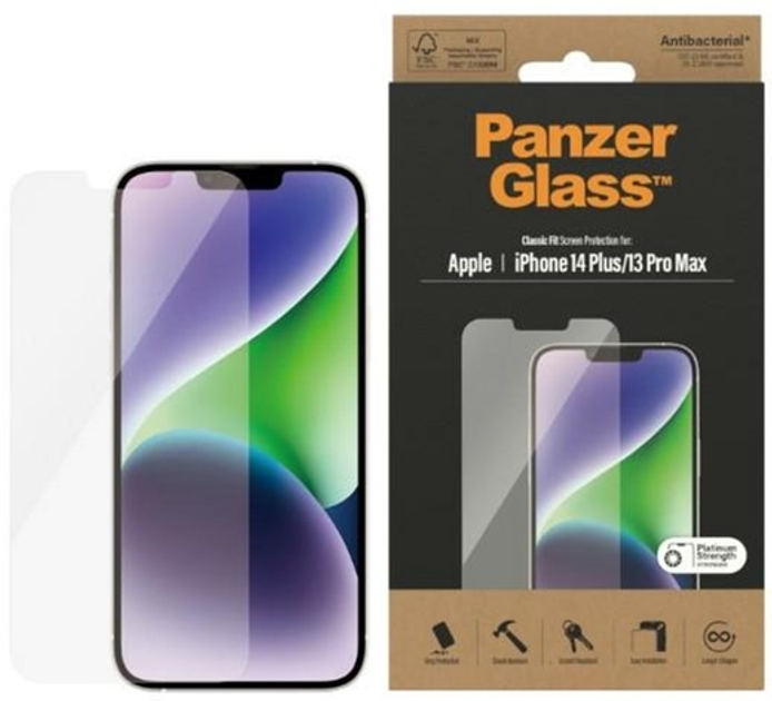 Szkło ochronne PanzerGlass Classic Fit do Apple iPhone 14 Plus / 13 Pro Max 6.7" antymikrobowe (5711724027697) - obraz 1