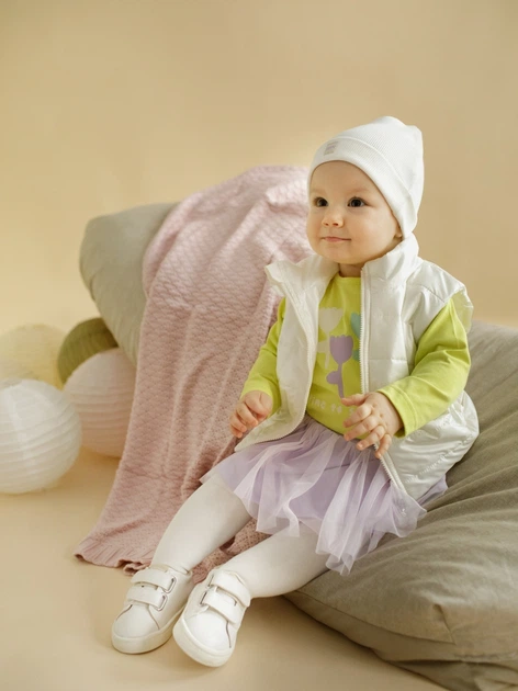 Bezrękawnik dziecięcy dla dziewczynki pikowany Pinokio Lilian Vest 80 cm Ecru (5901033305887) - obraz 3