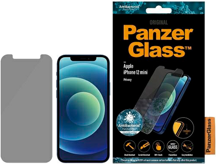 Захисне скло Panzer Glass Standard Super+ Privacy Antibacterial для Apple iPhone 12 mini (5711724127076) - зображення 1