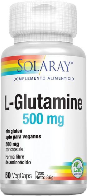 Амінокислота Solaray L Glutamine 500 Mg 50 капсул (76280376678) - зображення 2
