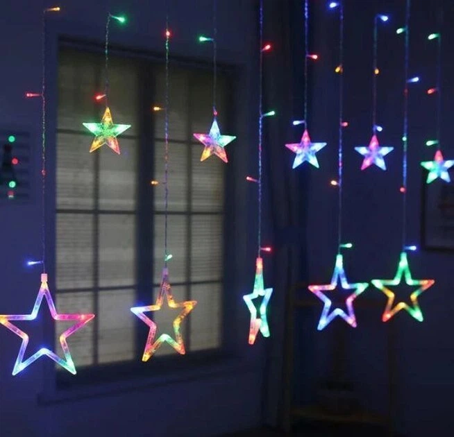 Світлодіодна гірлянда Кольорова ЗІРКА 2.5м х 12 зірок 138Led - Фото 1 Світлодіодна гірлянда Кольорова ЗІРКА 2.5м х 12 зірок 138Led - зображення 1