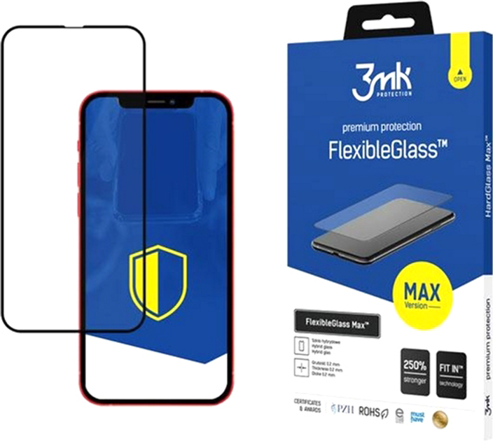 Гібридне скло з посиленими краями 3MK FlexibleGlass Max для iPhone 13 Pro Max 6.7" Black (5903108436540) - зображення 1