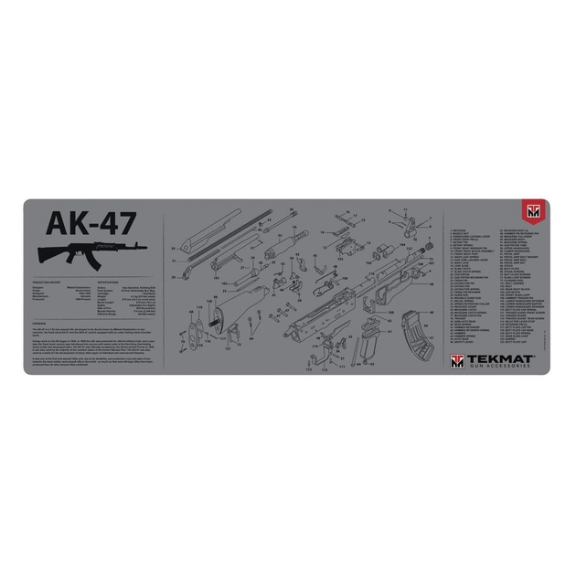 Килимок TekMat 30 см x 91 см з кресленням AK-47 для чищення зброї 2000000132419 - зображення 1