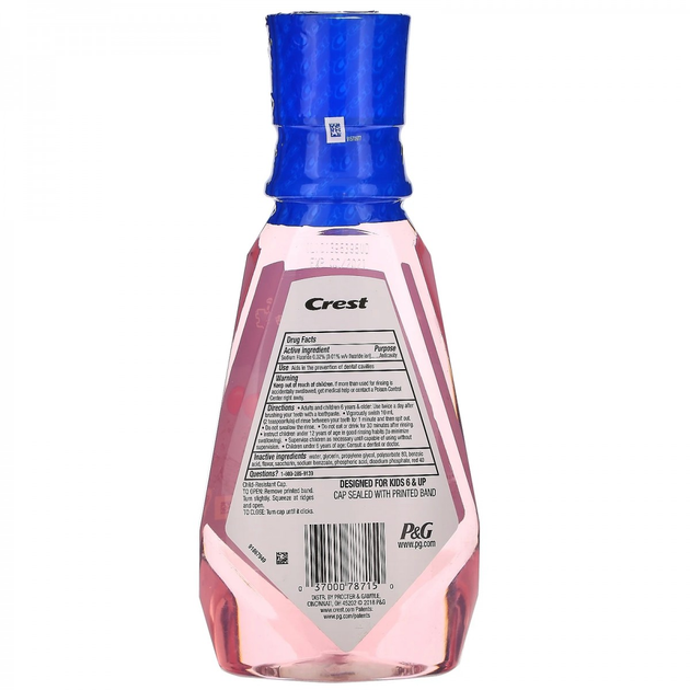 Детский ополаскиватель Crest Kids Anticavity Fluoride Rinse Bubblegum Rush 500 мл (037000787150) - изображение 2