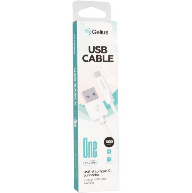 Кабель USB Gelius One GP-UC119 (1m) Type-C White - Фото 2 Кабель USB Gelius One GP-UC119 (1m) Type-C White - изображение 2