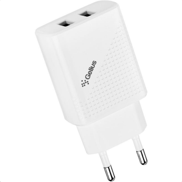 Сетевое зарядное устройство Gelius Pro Vogue GP-HC011 2USB 2.4A + кабель Lightning White - Фото 2 Сетевое зарядное устройство Gelius Pro Vogue GP-HC011 2USB 2.4A + кабель Lightning White - изображение 2