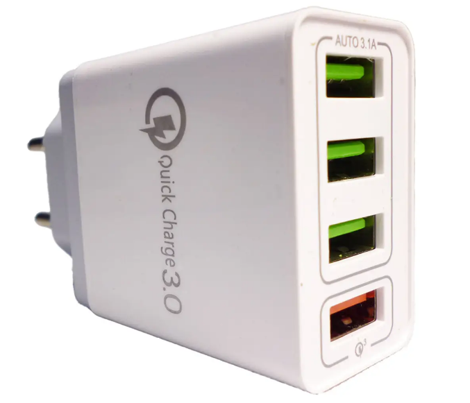Сетевое зарядное устройство UKC 220В 7.0А QC3.0 USBx4 White - изображение 2