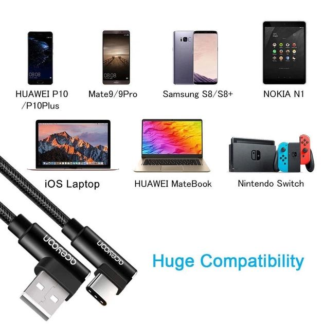 Кабель aceyoon Type A to Type-C USB2.0, 2.4A, 0.18м чорний - зображення 4
